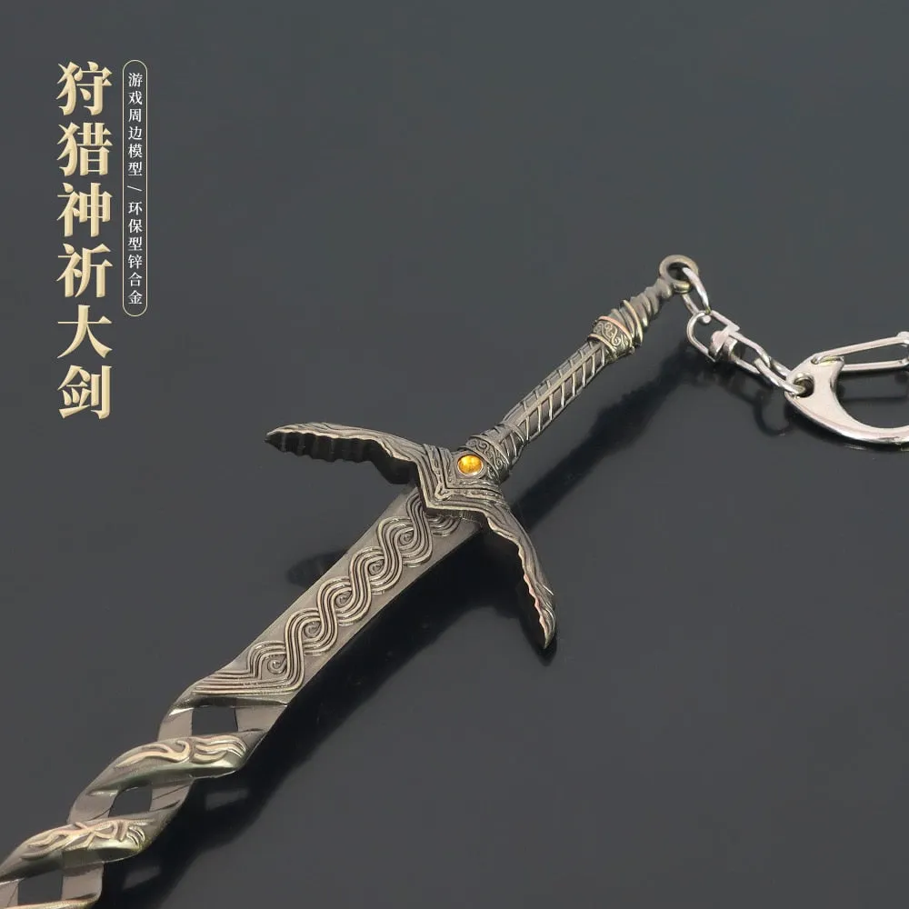 22cm Hunting God Great Sword Elden Ring Game Peripheral Full Metal Weapon Model 1/6 Doll Toy Equipment Accessories Retro Replica