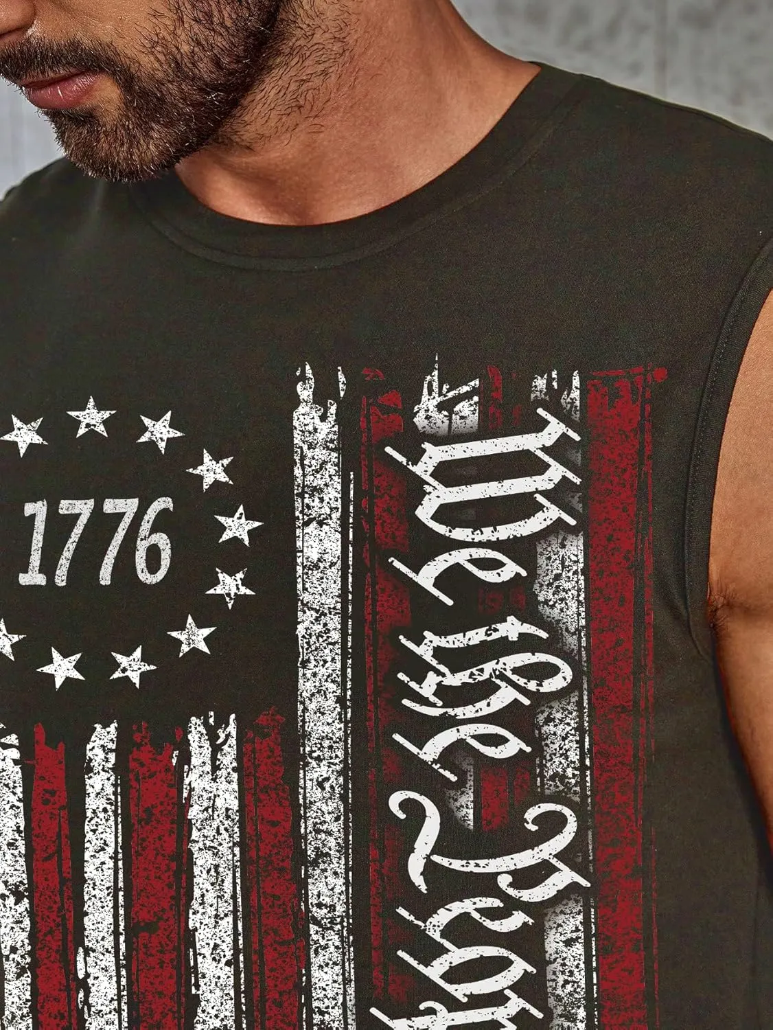 4th of July Shirts Mens Muscle Tank Top 1776 Sleeveless Graphic Gym Workout American Flag Shirt