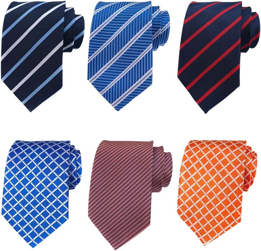 Adulove Men's Necktie Classic Silk Tie Woven Jacquard Neck Ties 6 PCS
