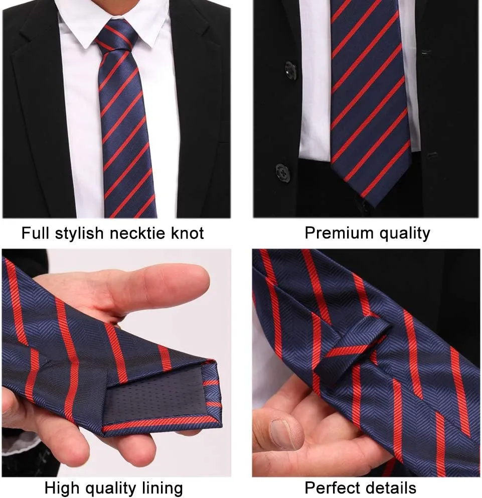 Adulove Men's Necktie Classic Silk Tie Woven Jacquard Neck Ties 6 PCS