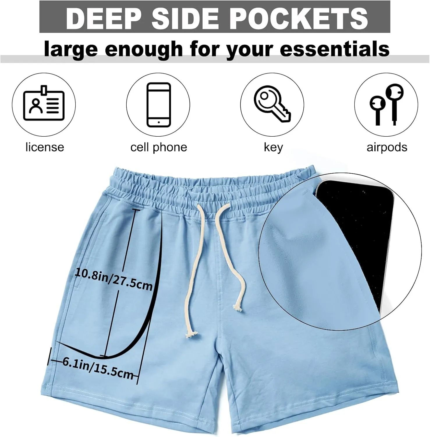 AIMPACT Mens Workout Sweat Shorts 5 Inch Cotton Casual Fitness Mens Athletic Gym Shorts with Pockets