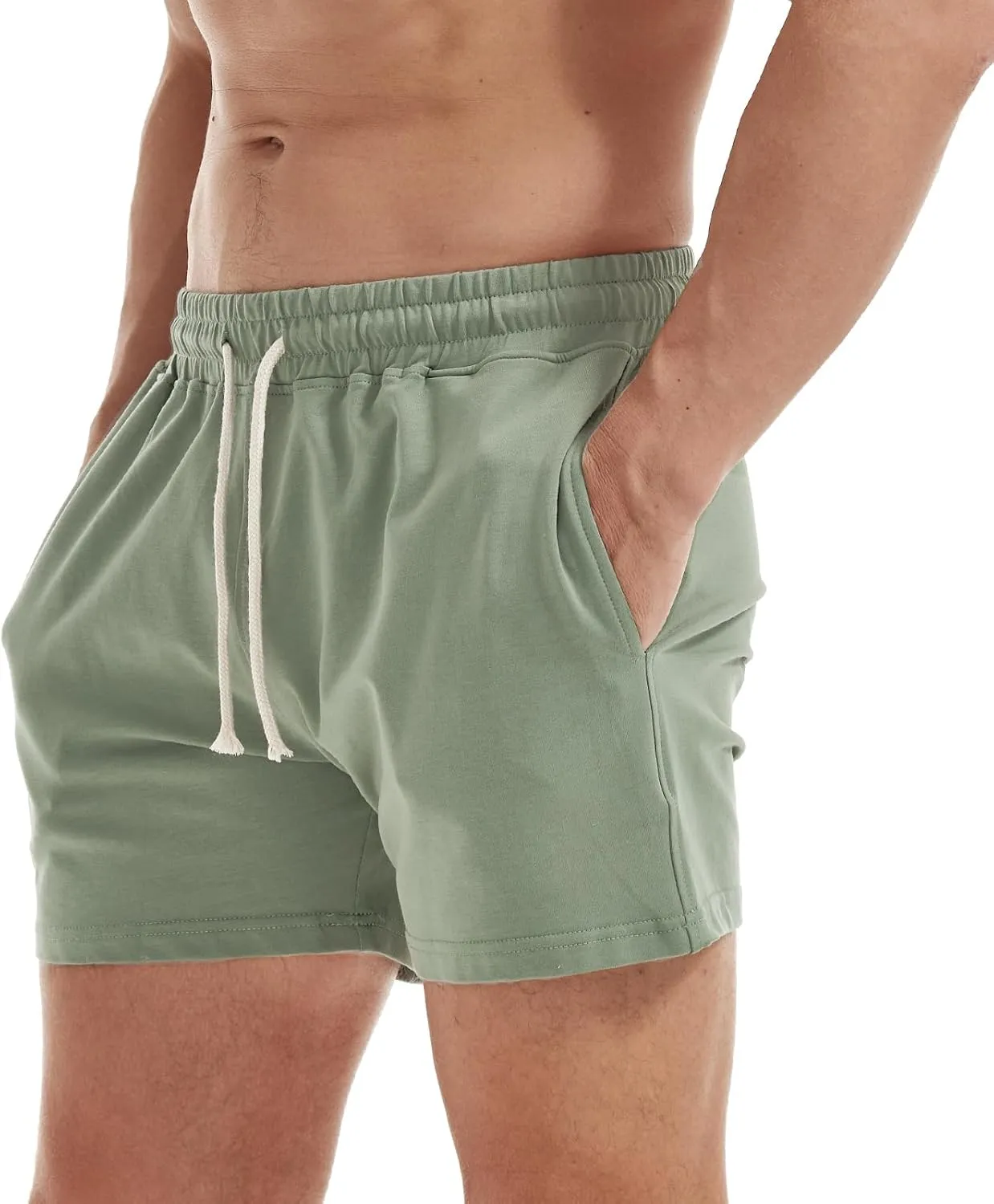 AIMPACT Mens Workout Sweat Shorts 5 Inch Cotton Casual Fitness Mens Athletic Gym Shorts with Pockets