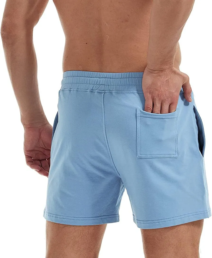 AIMPACT Mens Workout Sweat Shorts 5 Inch Cotton Casual Fitness Mens Athletic Gym Shorts with Pockets