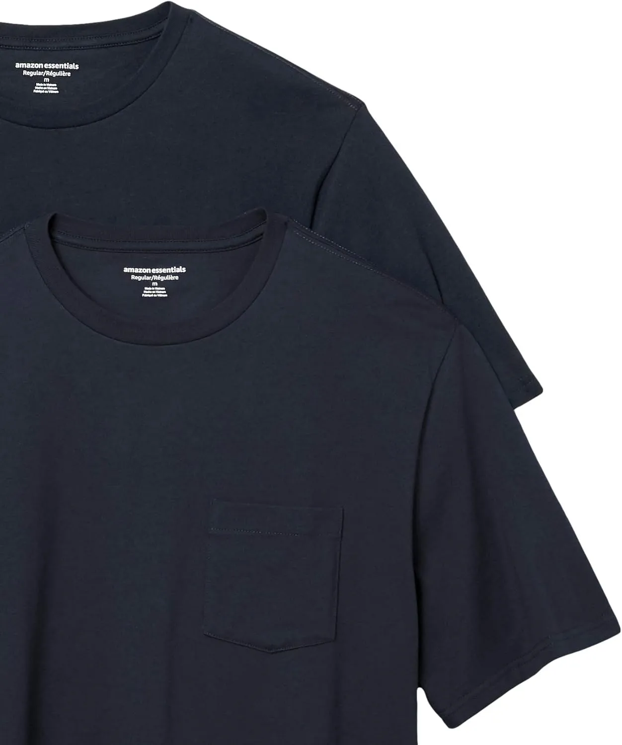Amazon Essentials Mens T-Shirts, Regular-Fit, Short-Sleeve Crewneck Pocket, Pack of 2