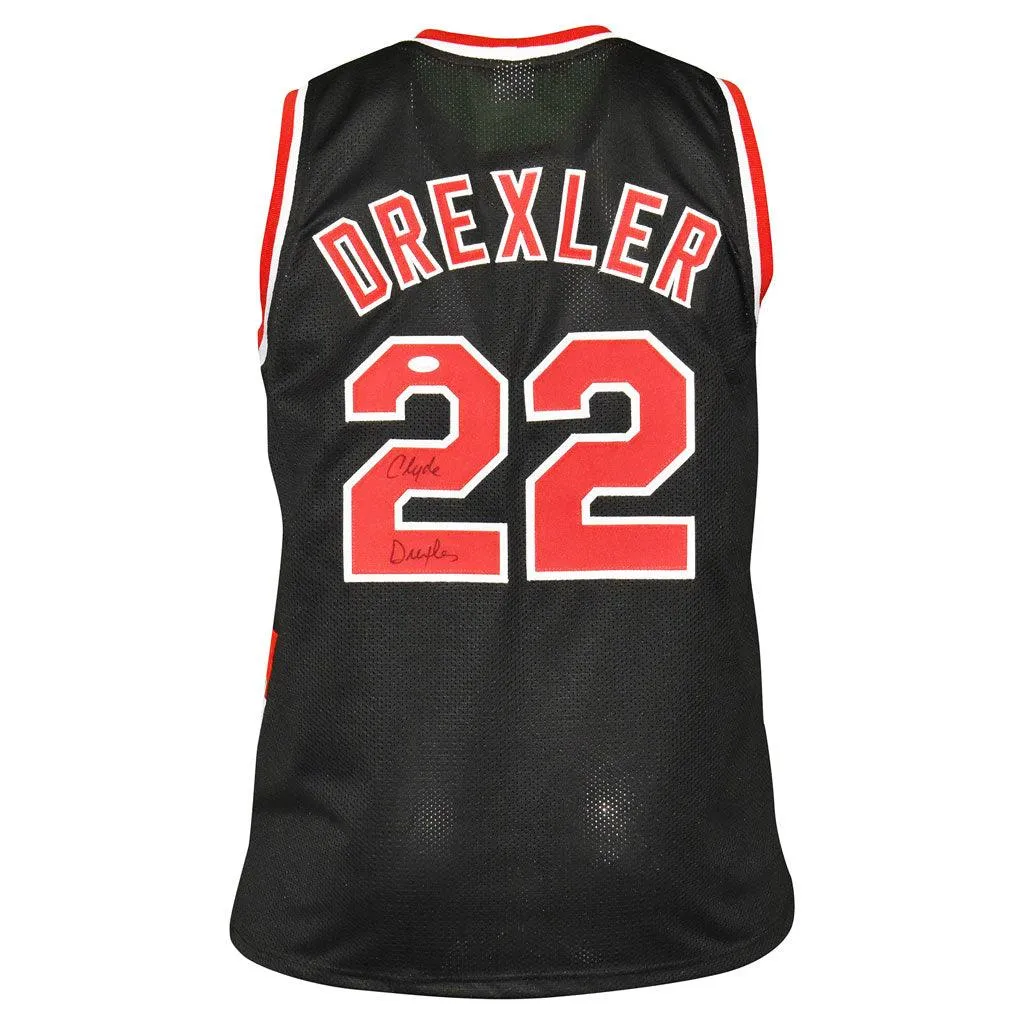 Clyde Drexler Signed Portland Pro Black Basketball Jersey (JSA)