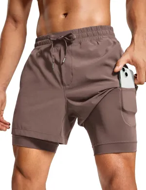 CRZ YOGA 2 in 1 Mens Athletic Shorts 5'' with Liner Quick Dry Lightweight for Running Sports Gym with Pockets