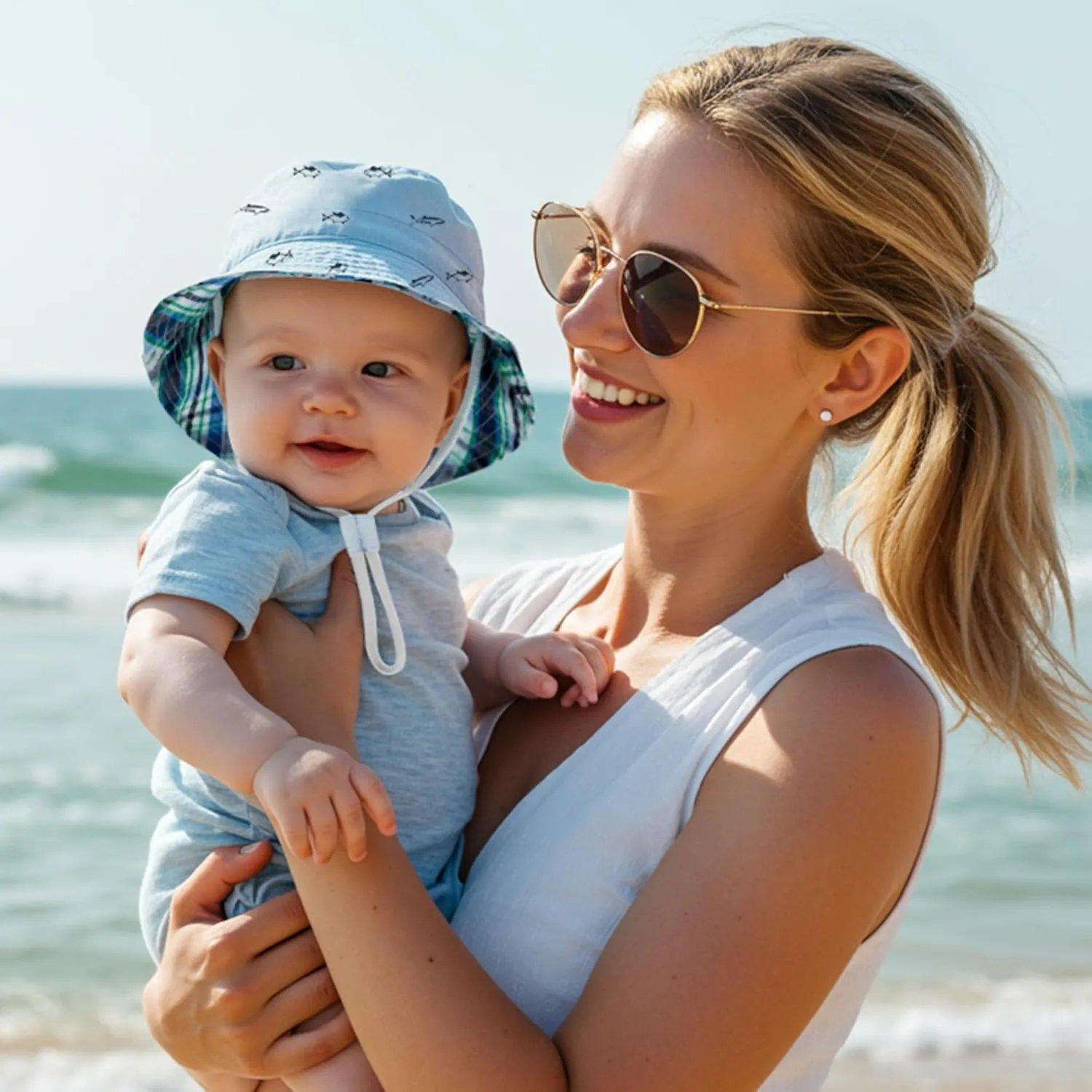 Durio UPF 50  Beach Baby Sun Hat Sun Protection Cute Wide Brim Summer Baby Boy Bucket Hats Toddler Sun Hats for Girl