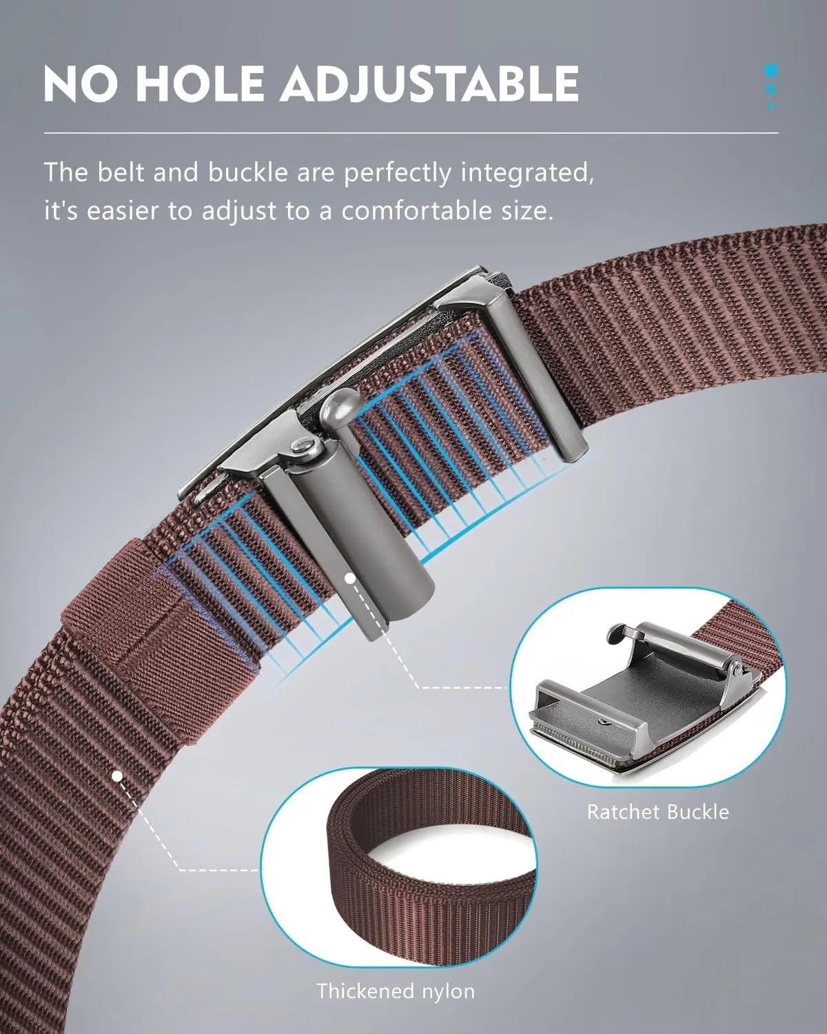 FAIRWIN Men's Ratchet Web Belt,1.25 inch Nylon Automatic Buckle,No Holes Invisible Belts for Men Jeans Pants