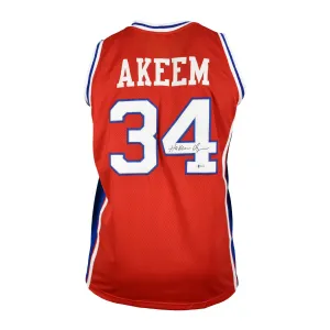 Hakeem Akeem Olajuwon Signed Houston Red Basketball Jersey (Beckett)
