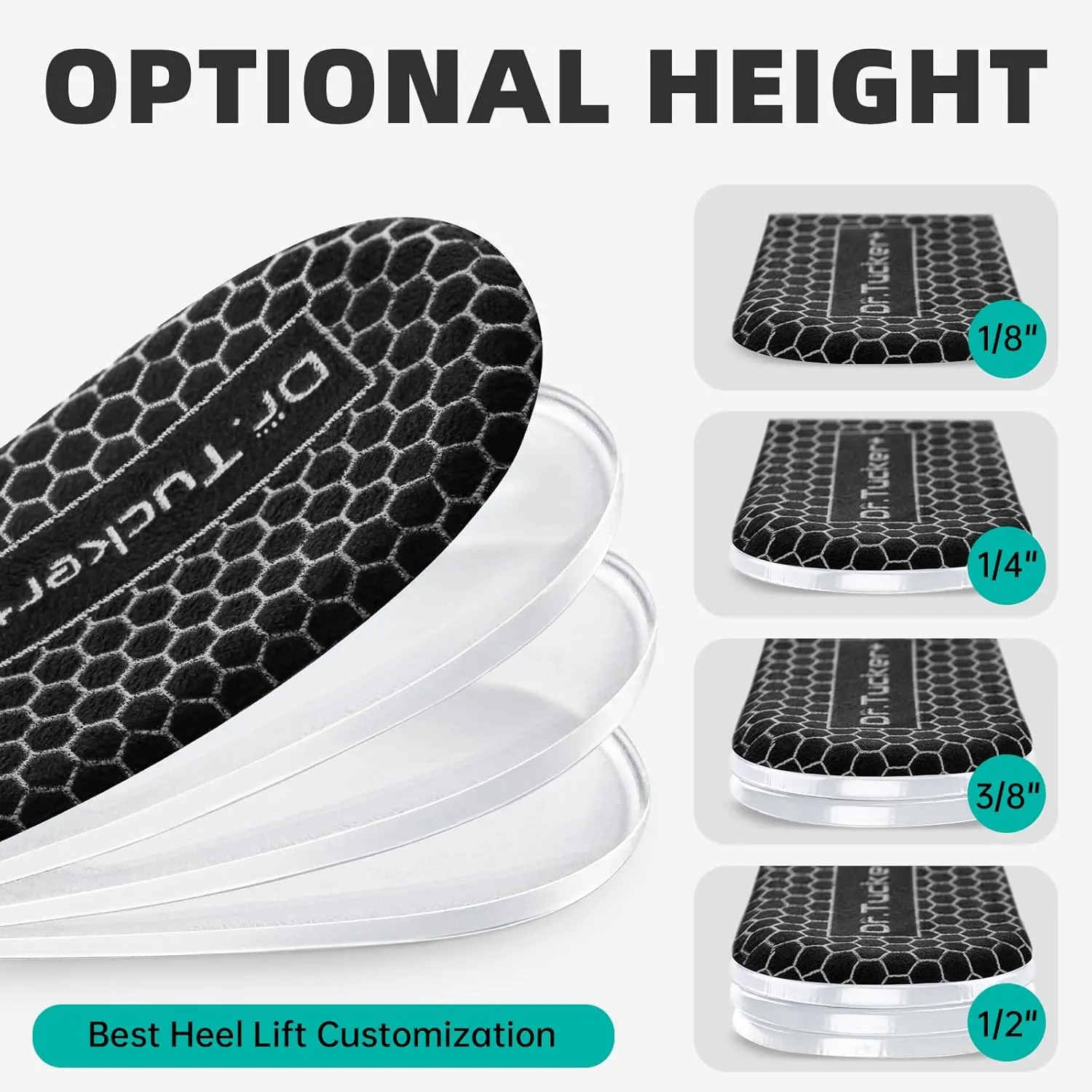 Heel Lifts for Uneven Legs, 4 Layers Adjustable Orthopedic Shoe Lifts, Leg Length Discrepancy, 1/8" 1/4" 3/8" 1/2" (Pack of 1, Size Large)