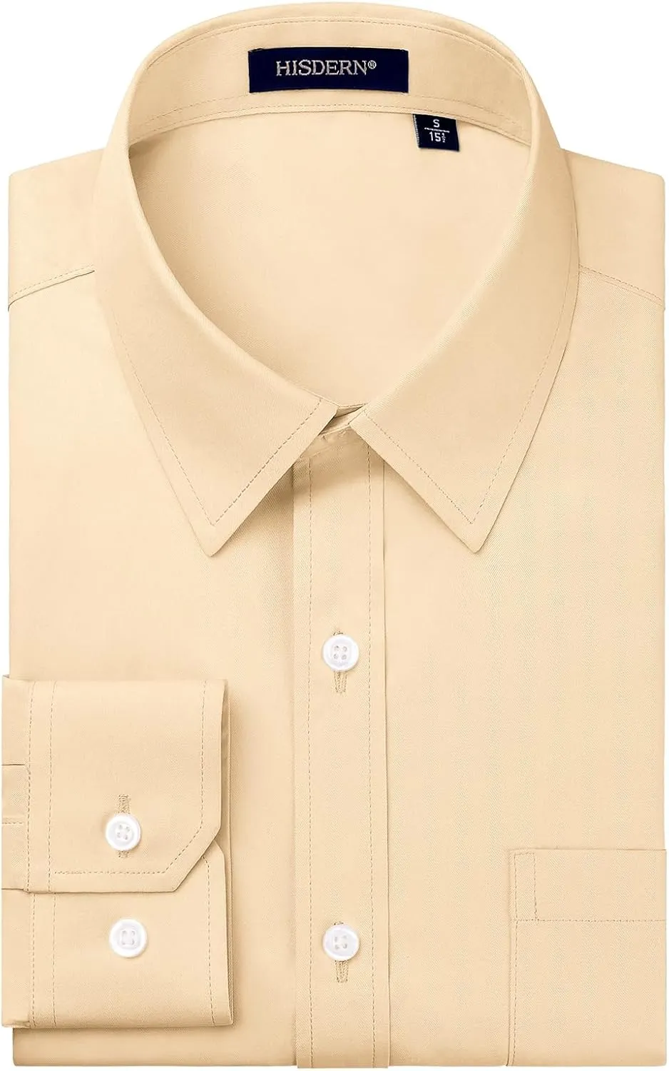 HISDERN Mens Dress Shirts Long Sleeve Button Down Shirts for Men Casual Solid Formal Business Regular Fit Shirt with Pocket