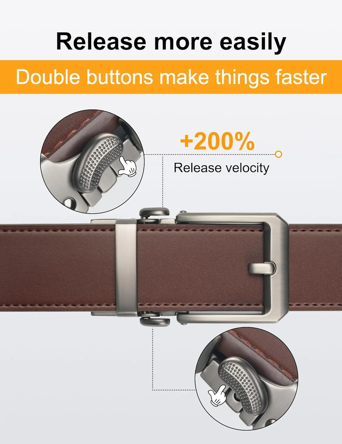 JUKMO 1.5" (38mm) Leather Ratchet Belt for Men in Gift Box