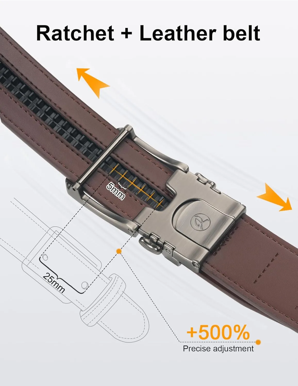 JUKMO 1.5" (38mm) Leather Ratchet Belt for Men in Gift Box