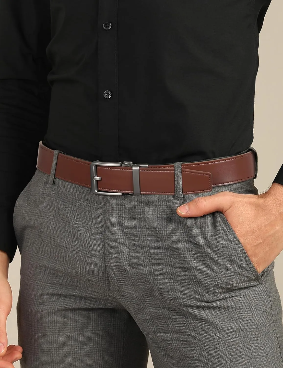 JUKMO 1.5" (38mm) Leather Ratchet Belt for Men in Gift Box