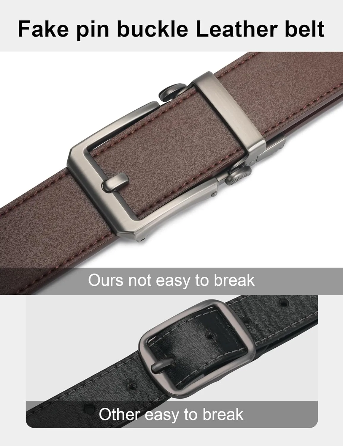 JUKMO 1.5" (38mm) Leather Ratchet Belt for Men in Gift Box