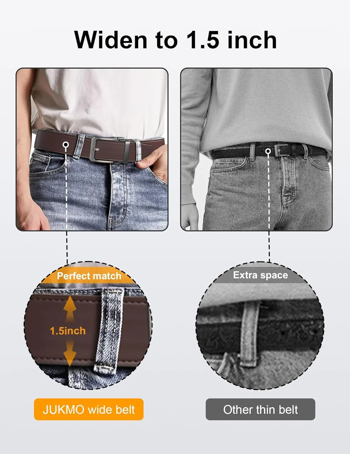 JUKMO 1.5" (38mm) Leather Ratchet Belt for Men in Gift Box