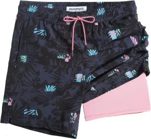 maamgic 2 in 1 Mens Swim Trunks 7 Inch Swim Shorts Swim Suits Board Shorts