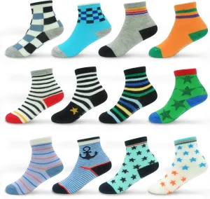 SkiBeaut Toddler Socks, Non Slip Kids Socks Boys Grips Socks Girls Grippy Socks for 1-3/3-5/5-7 Years Old,12 Pairs