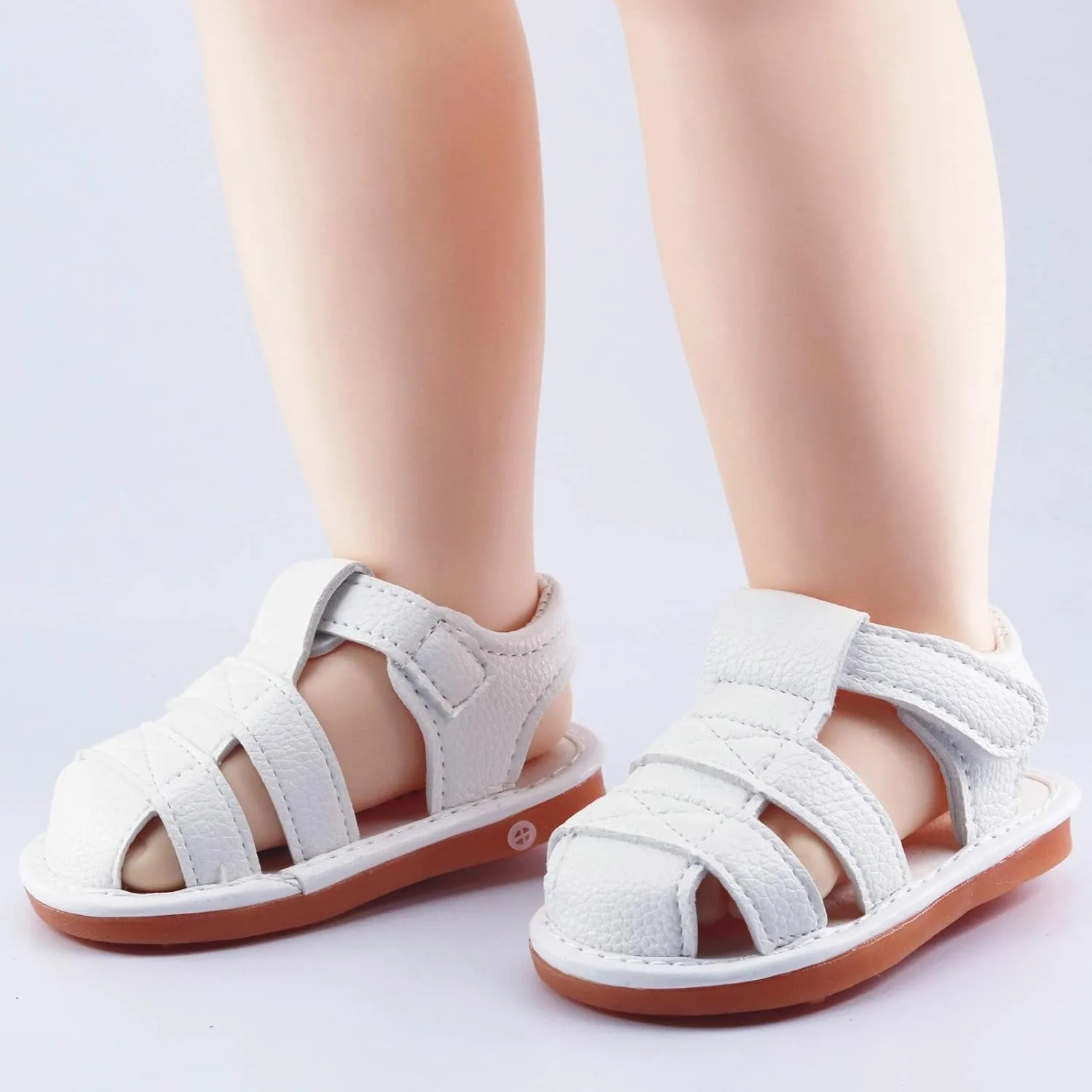 WILLFUN Baby Boy Girl Summer Infant Squeaky Sandals Premium Rubber Sole Closed-Toe Non-Slip Shoes Toddler First Walkers