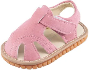 WILLFUN Baby Boy Girl Summer Infant Squeaky Sandals Premium Rubber Sole Closed-Toe Non-Slip Shoes Toddler First Walkers