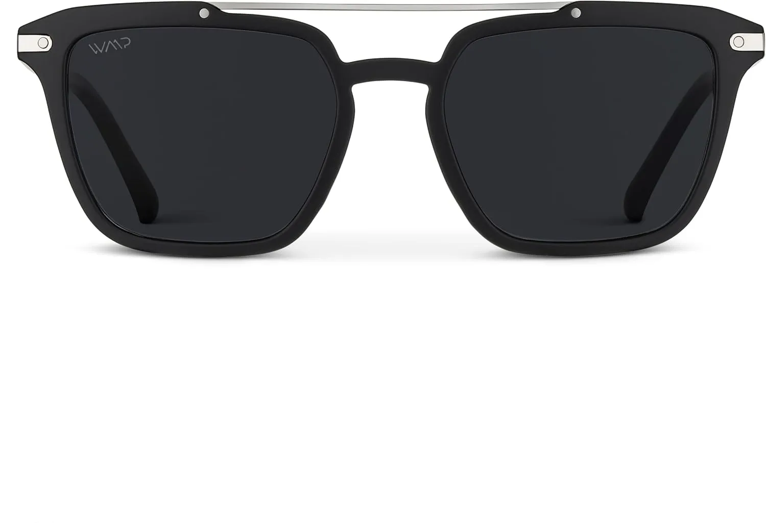 WMP Eyewear - Modern Men's Square Aviator Sunglasses - Double Metal Bridge with Polarized Lens