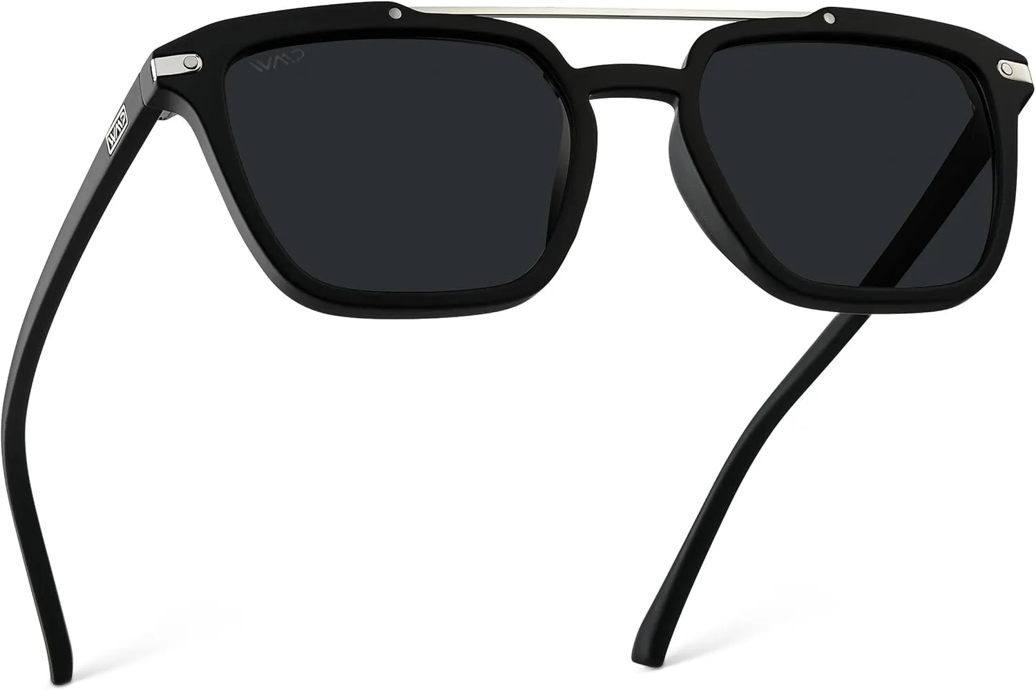 WMP Eyewear - Modern Men's Square Aviator Sunglasses - Double Metal Bridge with Polarized Lens