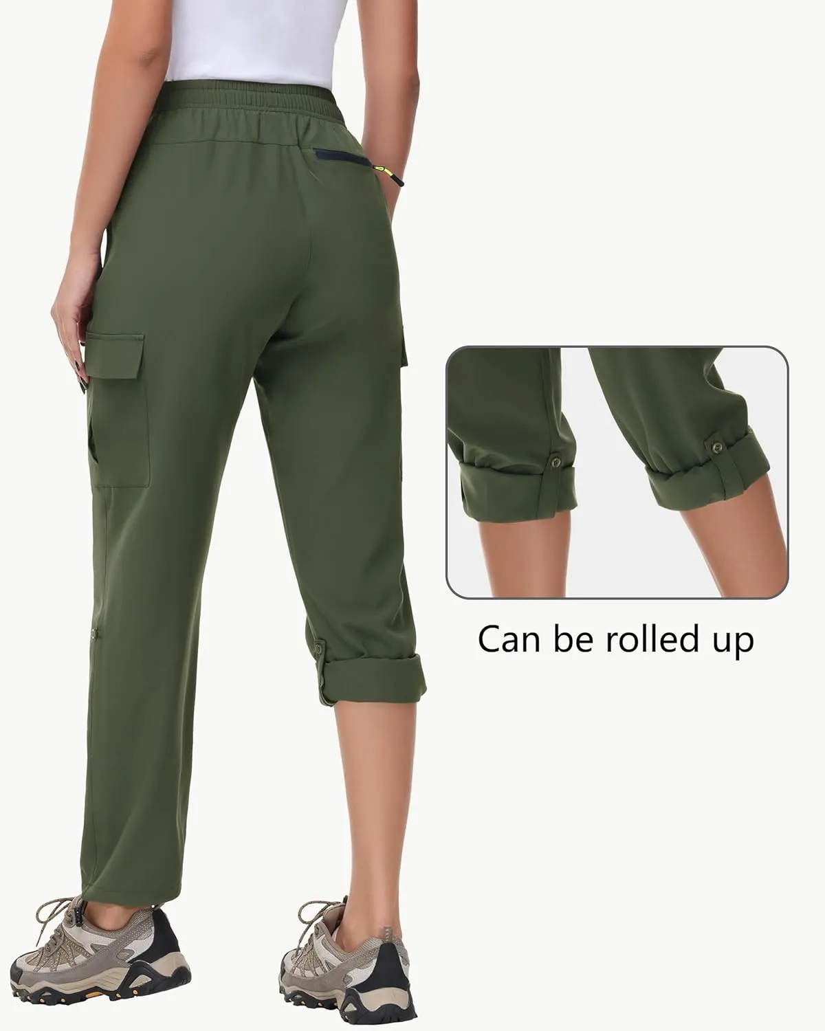 Women's Hiking Cargo Pants Quick Dry Lightweight Water Resistant UPF 50 Travel Athletic Pants with Zipper Pockets