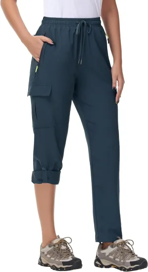 Women's Hiking Cargo Pants Quick Dry Lightweight Water Resistant UPF 50 Travel Athletic Pants with Zipper Pockets