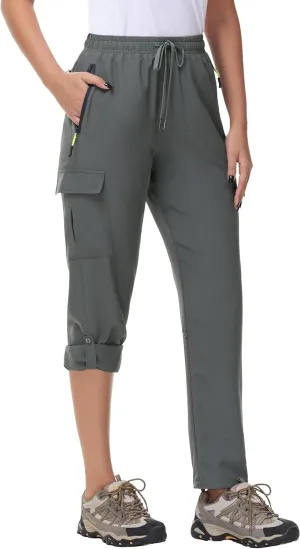 Women's Hiking Cargo Pants Quick Dry Lightweight Water Resistant UPF 50 Travel Athletic Pants with Zipper Pockets
