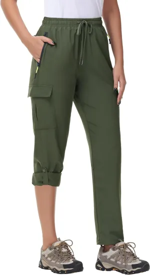 Women's Hiking Cargo Pants Quick Dry Lightweight Water Resistant UPF 50 Travel Athletic Pants with Zipper Pockets