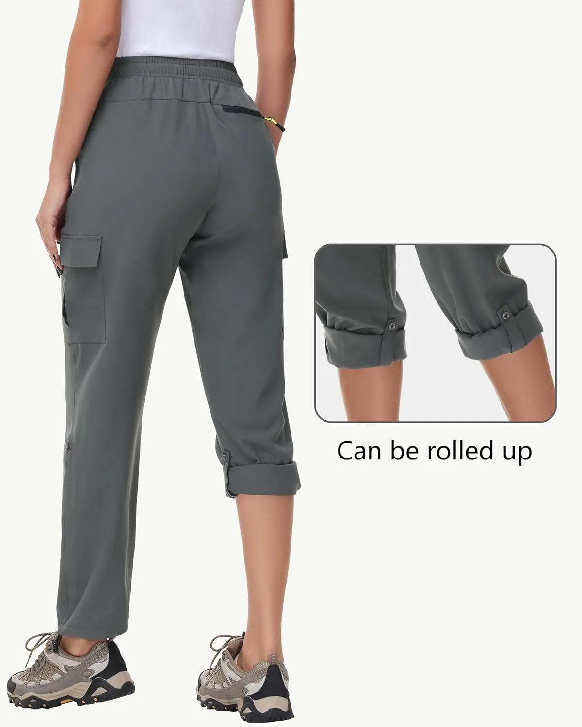 Women's Hiking Cargo Pants Quick Dry Lightweight Water Resistant UPF 50 Travel Athletic Pants with Zipper Pockets