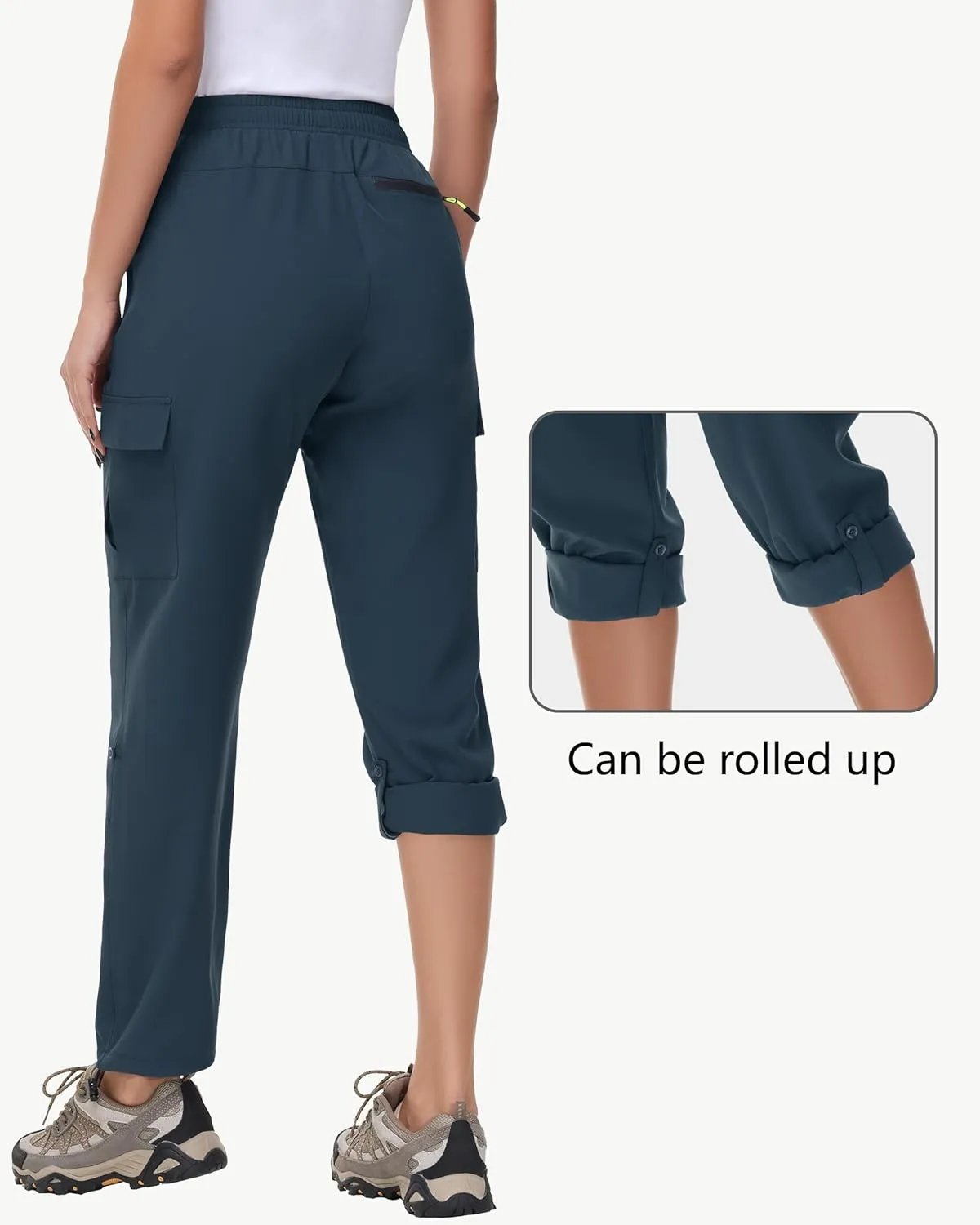 Women's Hiking Cargo Pants Quick Dry Lightweight Water Resistant UPF 50 Travel Athletic Pants with Zipper Pockets